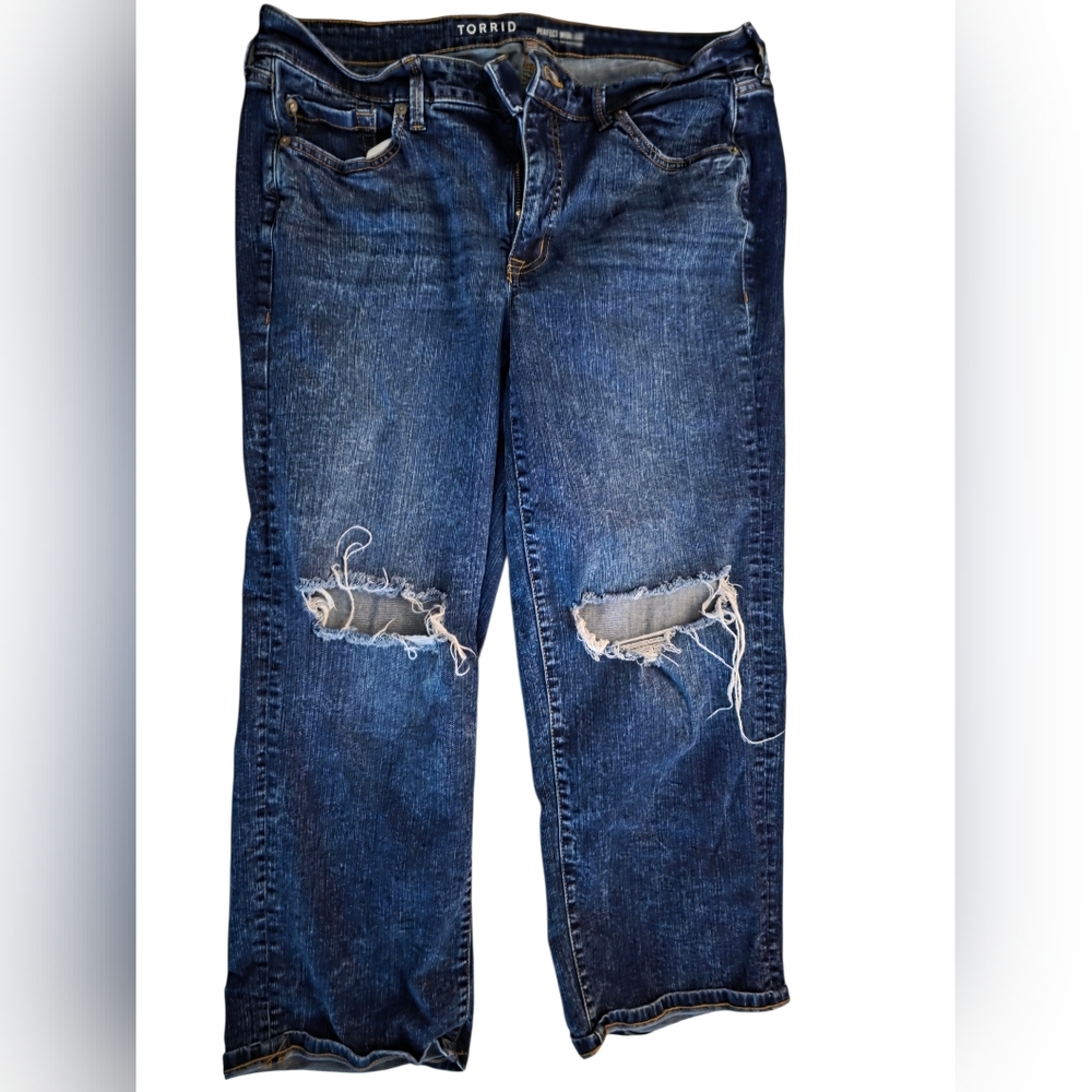 Torrid Womens Ripped Perfect Wide Leg Vintage Stretch Jeans Size 10 Short